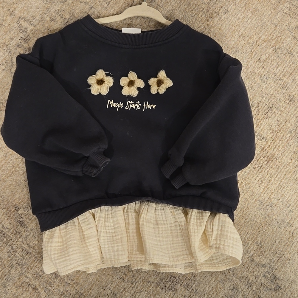 Zara Toddler Girl Size 3 Sweater Dress Blue/grey